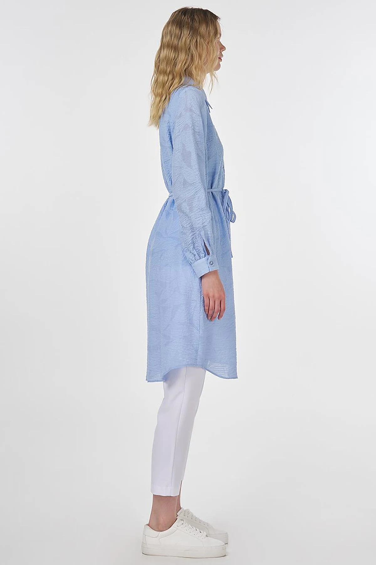 Drawstring Viscose Tunic in Dusty Gray