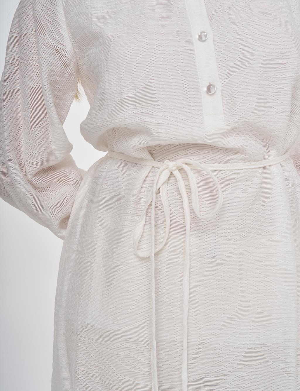 Drawstring Viscose Tunic in Optical White