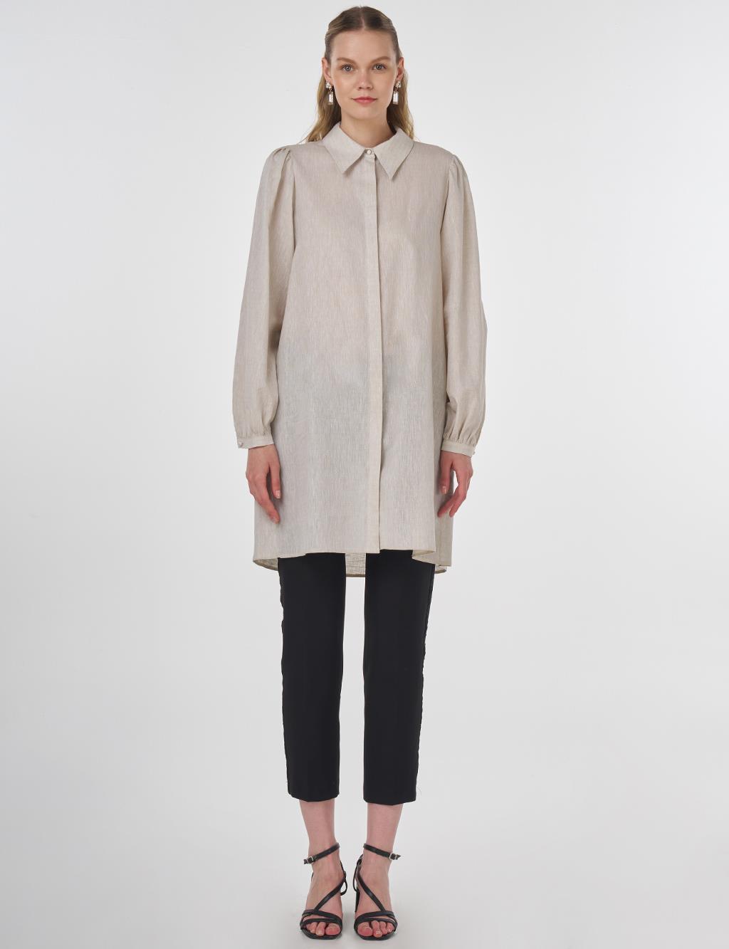  Printed Cotton Tunic Beige