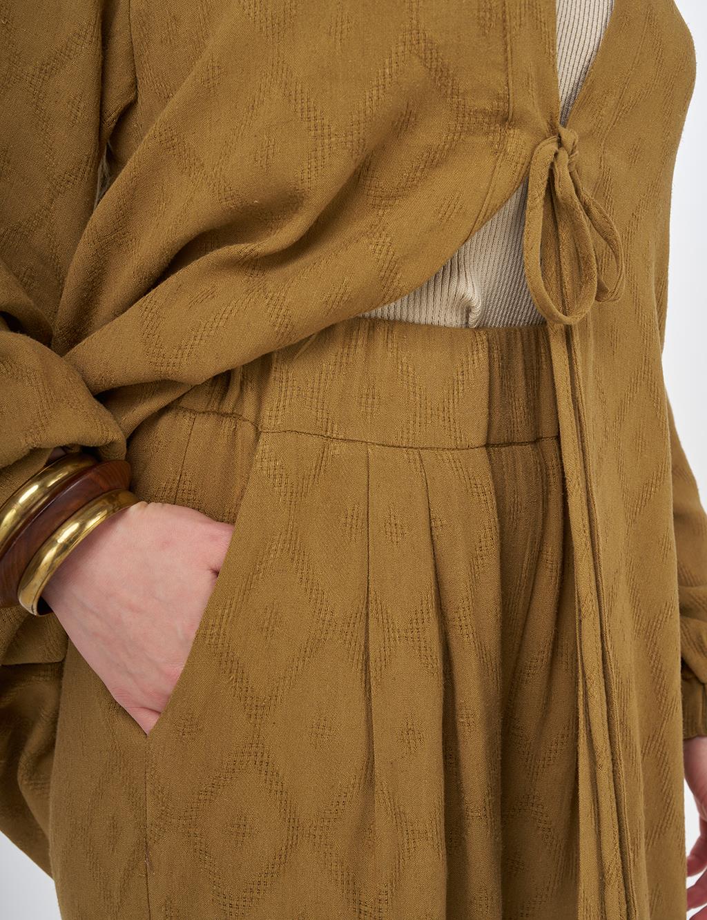 Drawstring Viscose Two-Piece Set Dark Olive