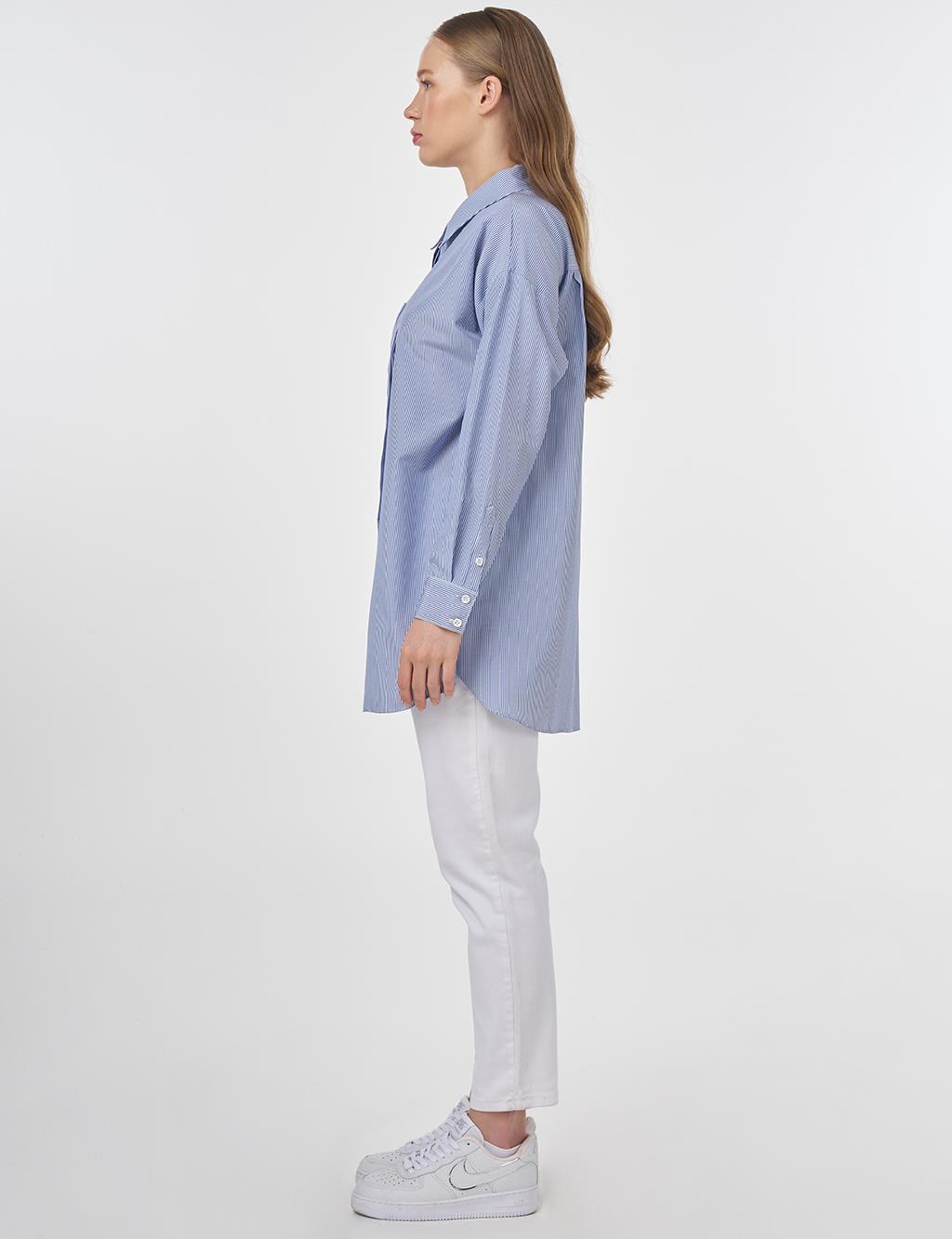 Tek Cepli Basic Tunik Mavi 