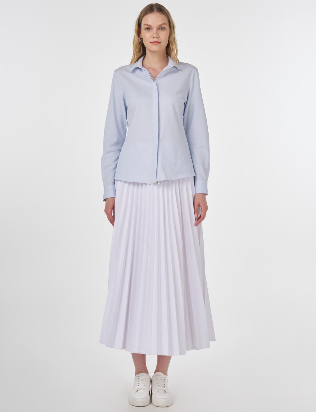 Shirt Collar Blouse Blue