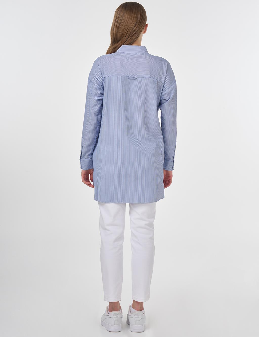 Tek Cepli Basic Tunik Mavi 