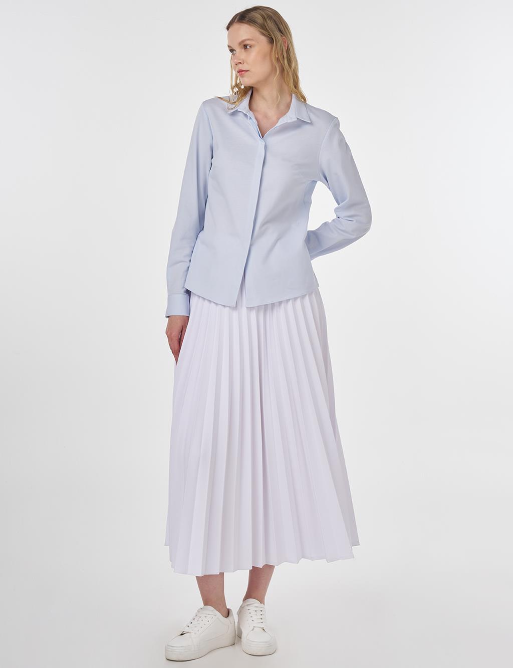 Shirt Collar Blouse Blue
