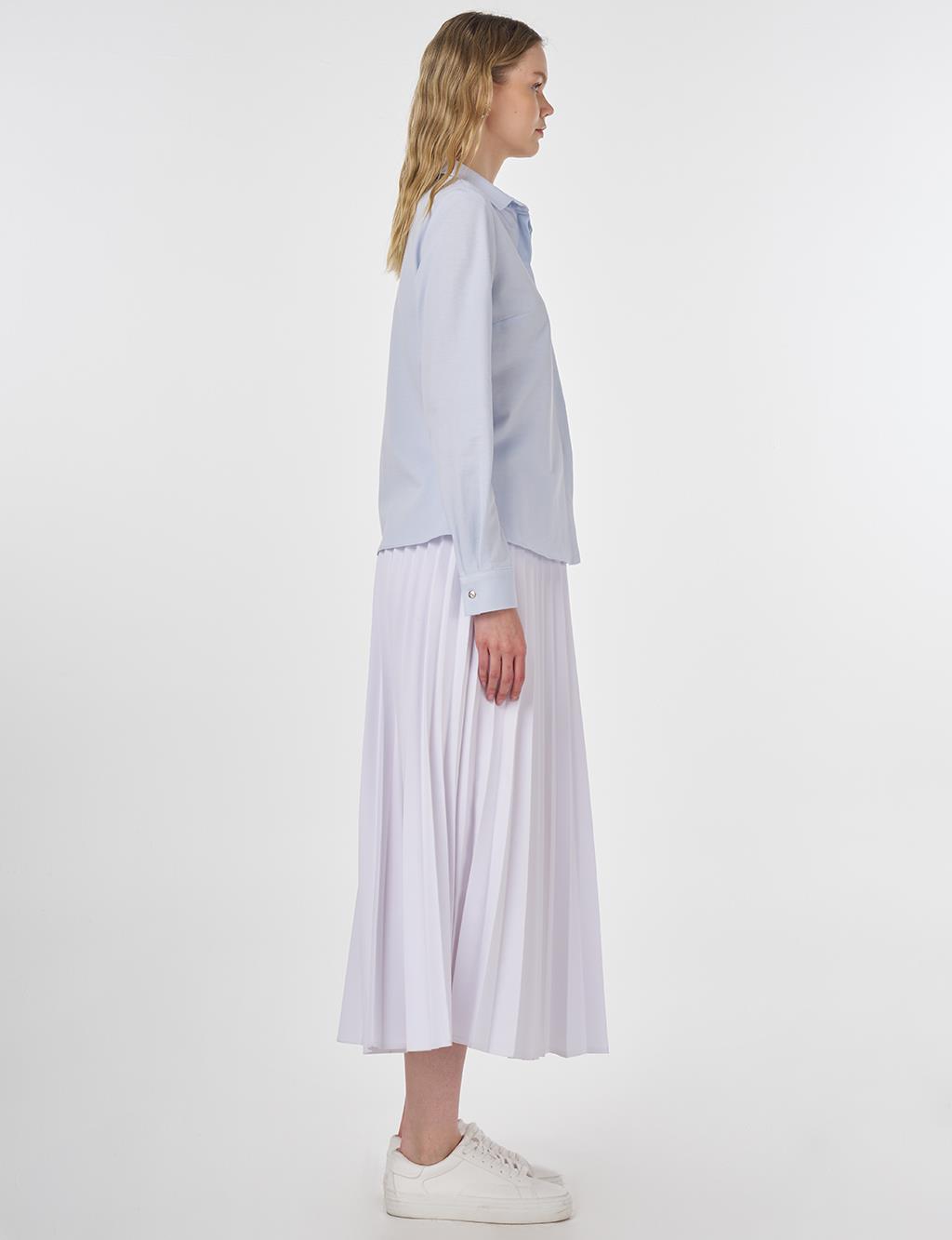 Shirt Collar Blouse Blue