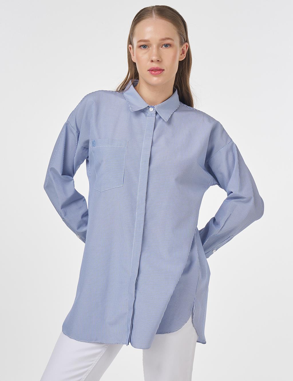 Tek Cepli Basic Tunik Mavi 