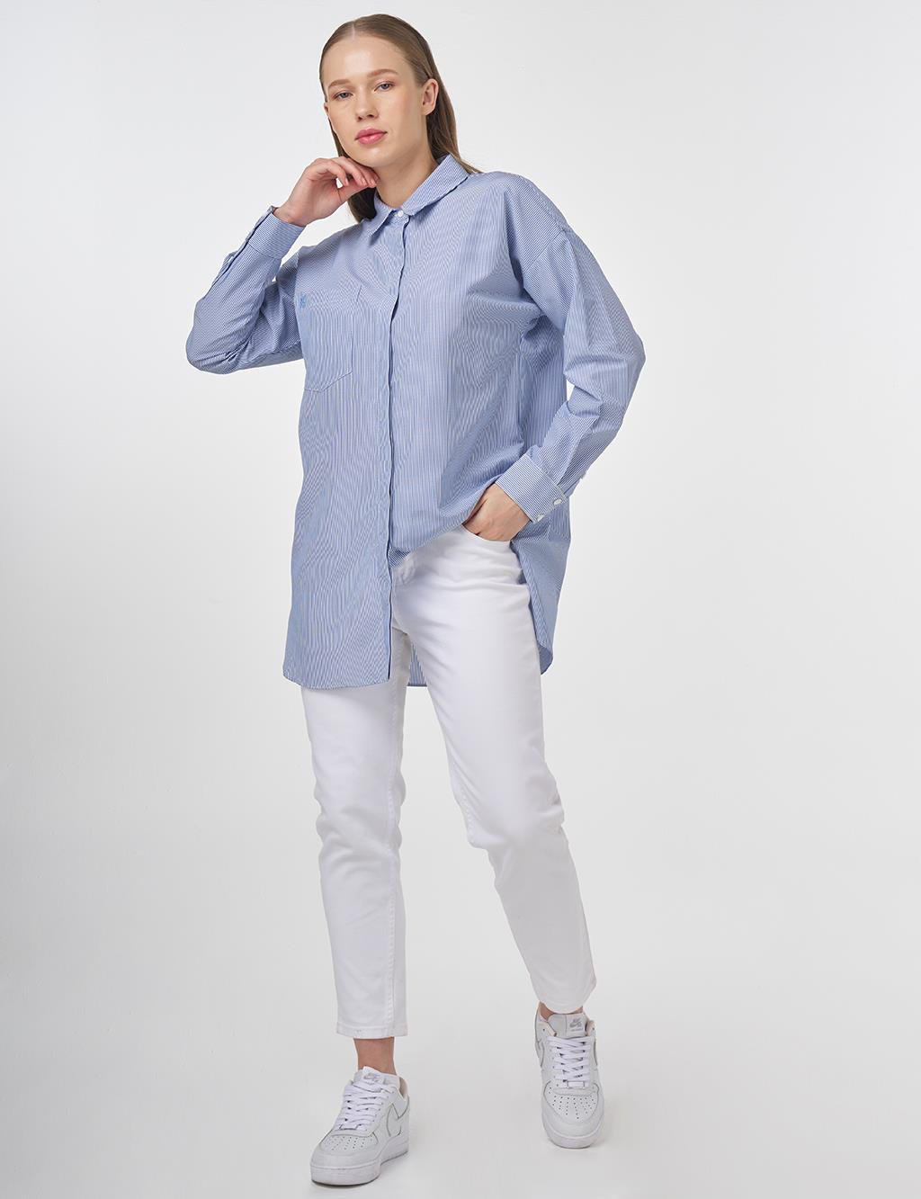 Tek Cepli Basic Tunik Mavi 