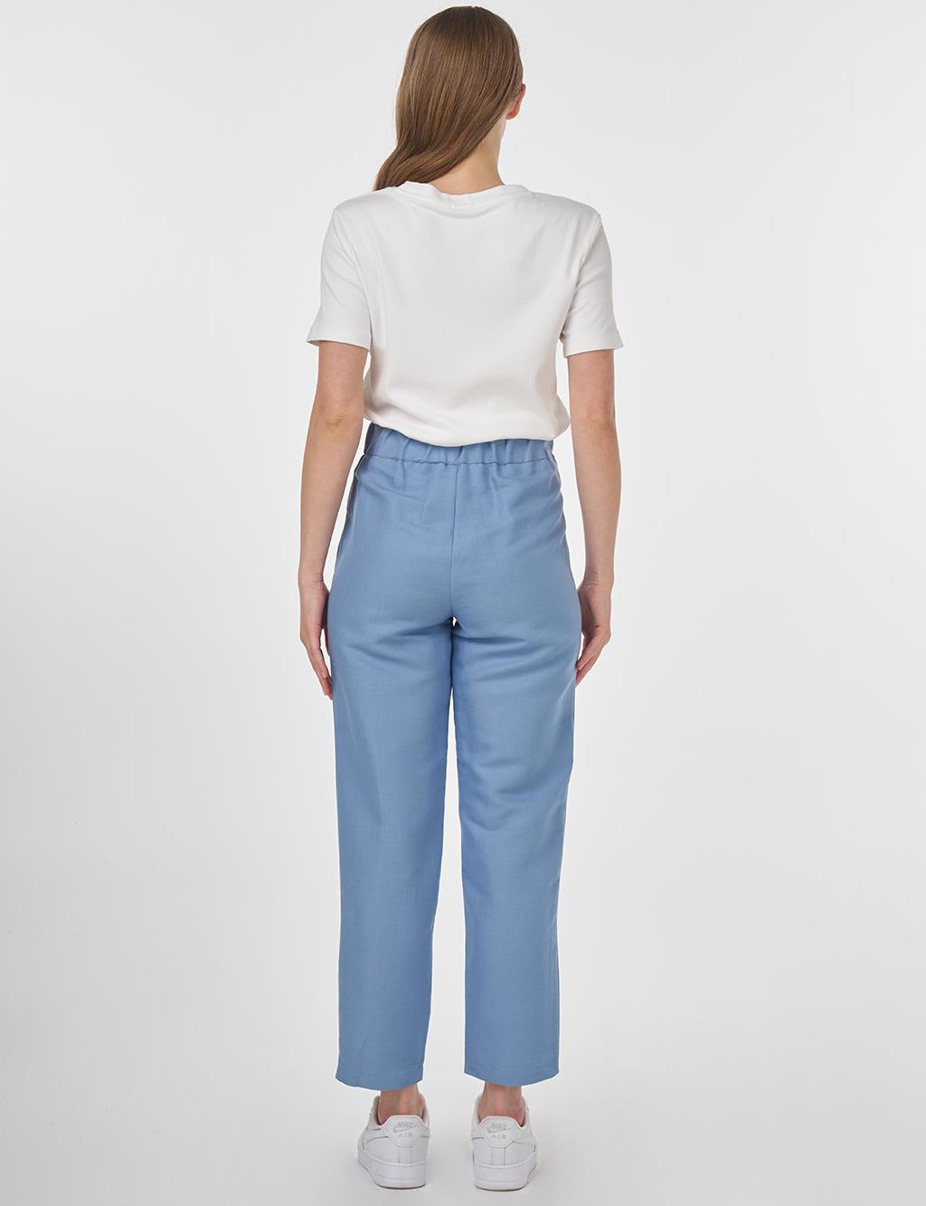 Pleated Fabric Trousers Air Force Blue 