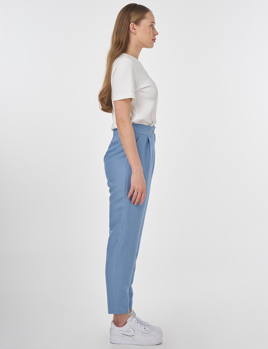Pleated Fabric Trousers Air Force Blue 