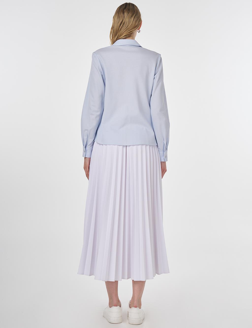 Shirt Collar Blouse Blue
