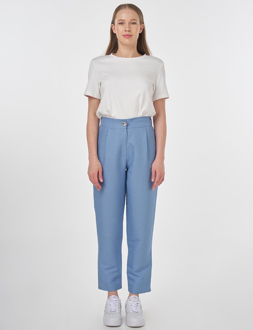 Pleated Fabric Trousers Air Force Blue 