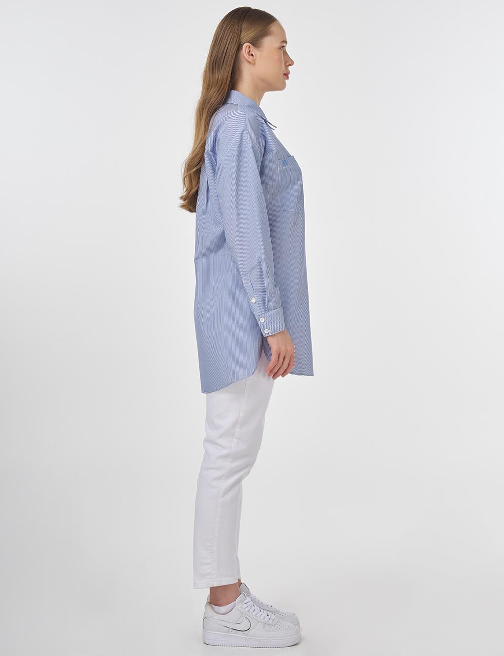 Tek Cepli Basic Tunik Mavi 
