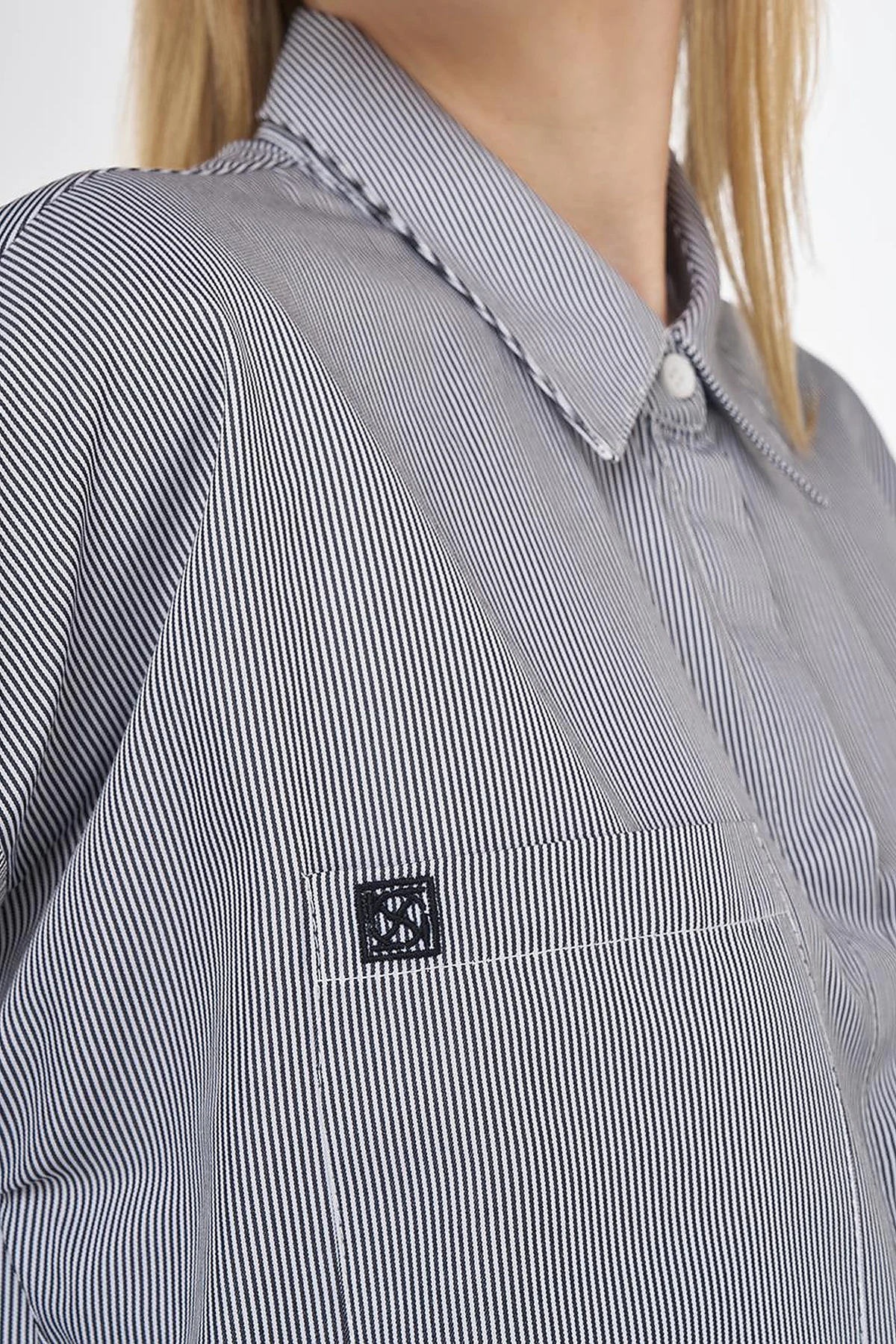 Single-Pocket Cotton Basic Tunic Black