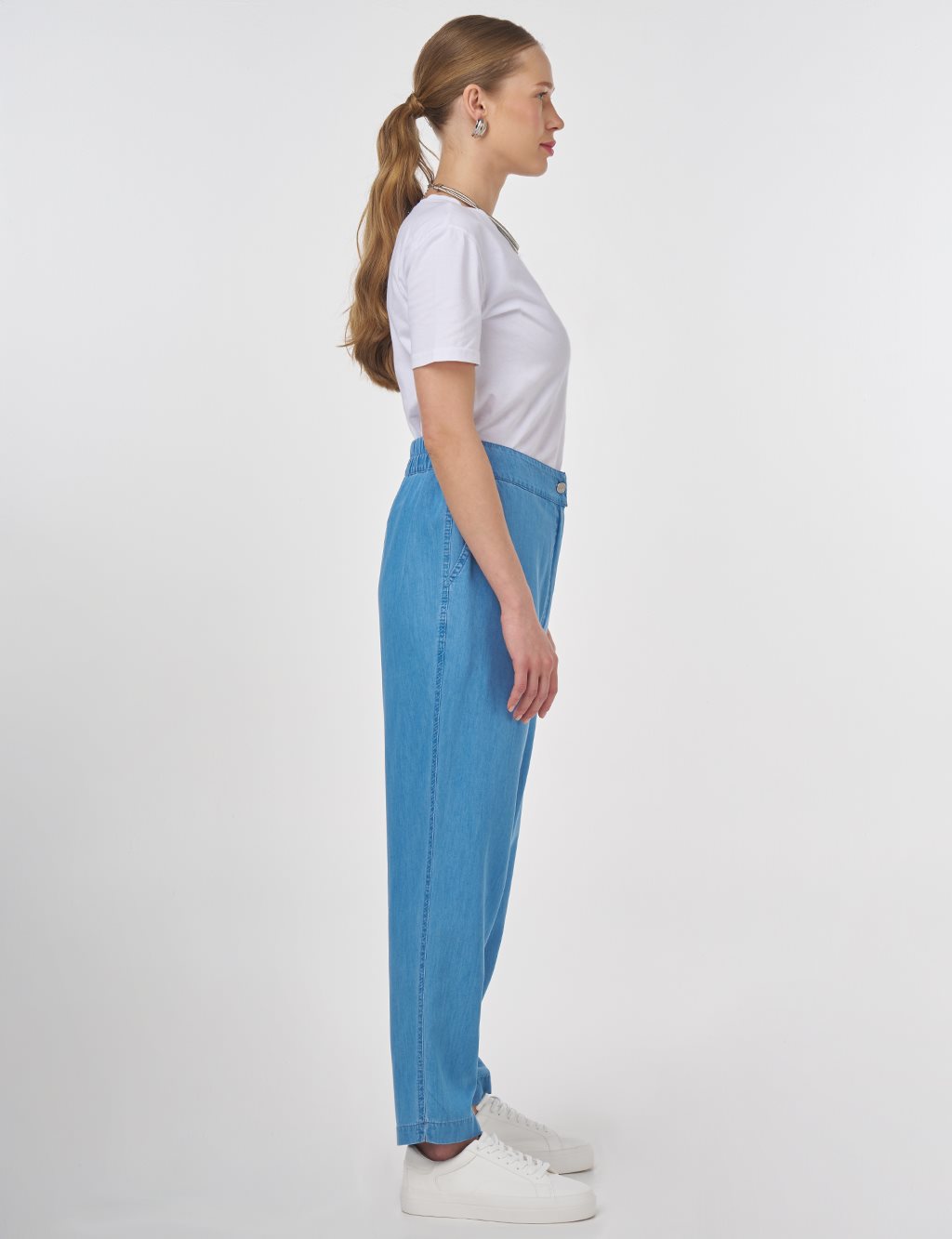 Relaxed Fit Lyocell Pants Ice Blue