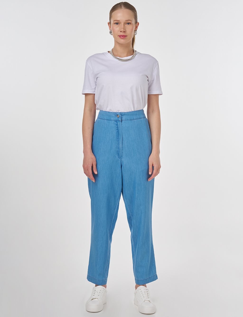 Relaxed Fit Lyocell Pants Ice Blue