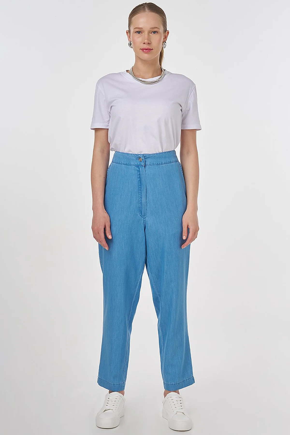 Rahat Kesim Denim Pantolon Buz Mavisi