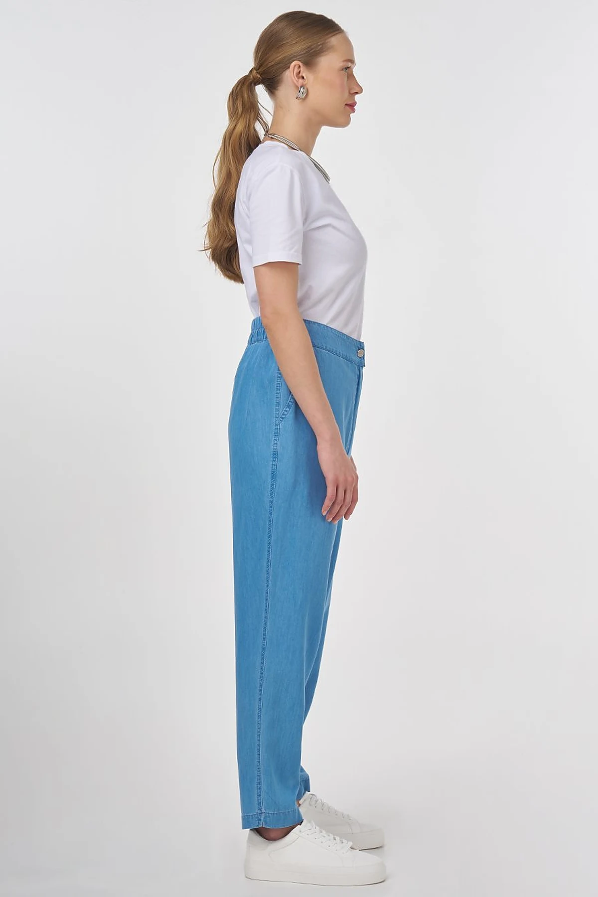 Rahat Kesim Denim Pantolon Buz Mavisi
