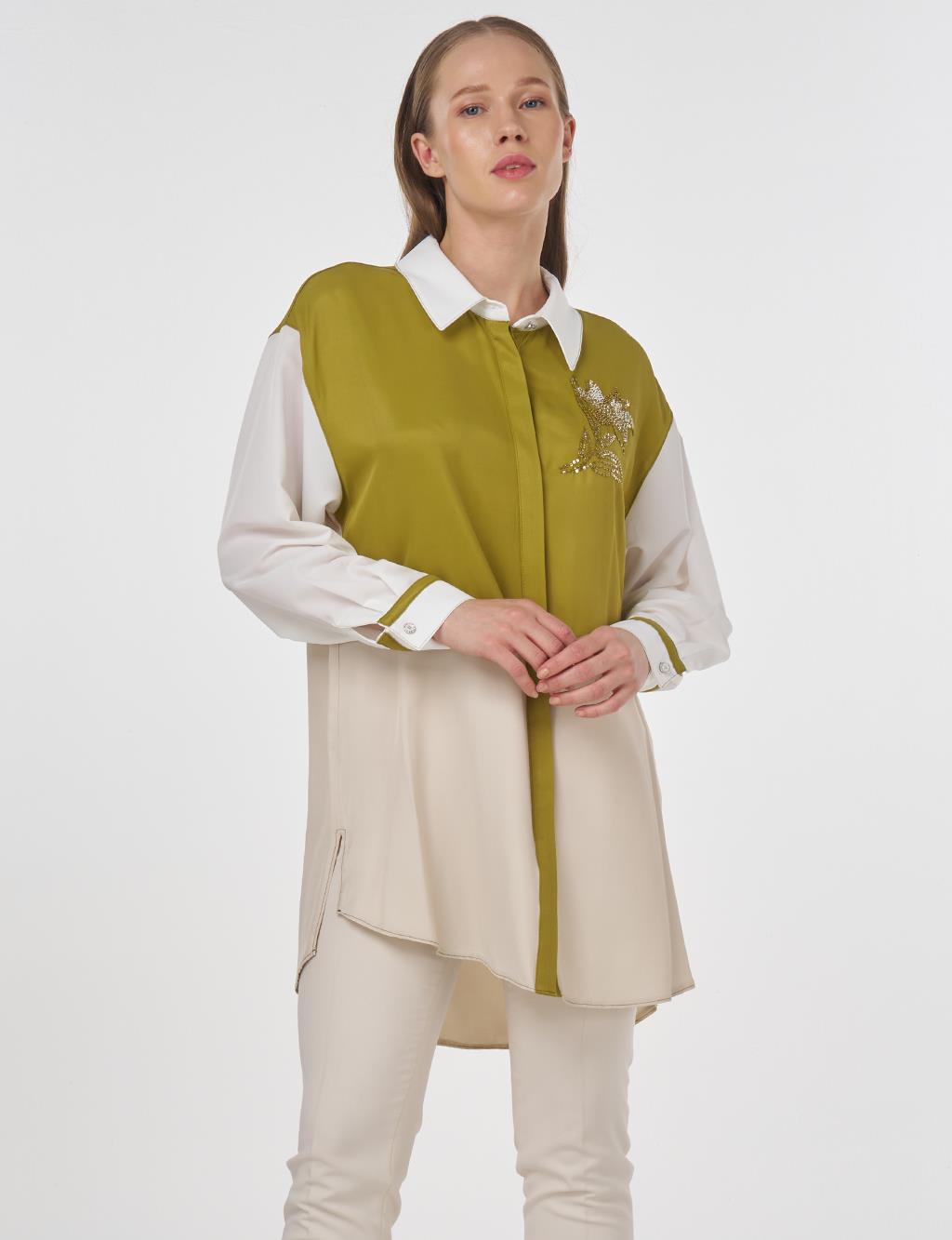 Embroidered Viscose Tunic Stone