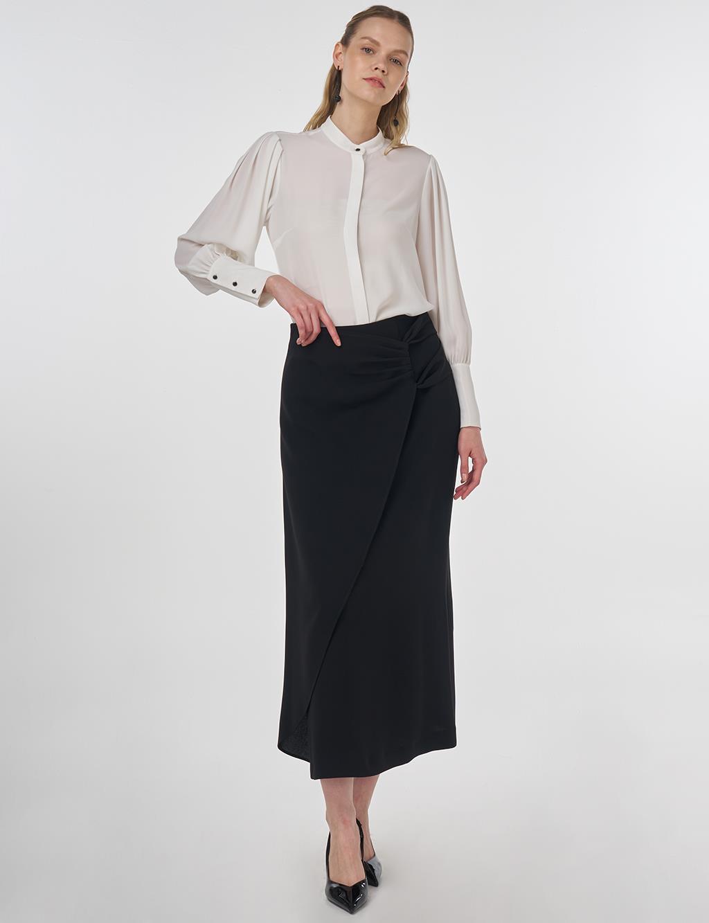 Crepe Wrap Skirt Black 