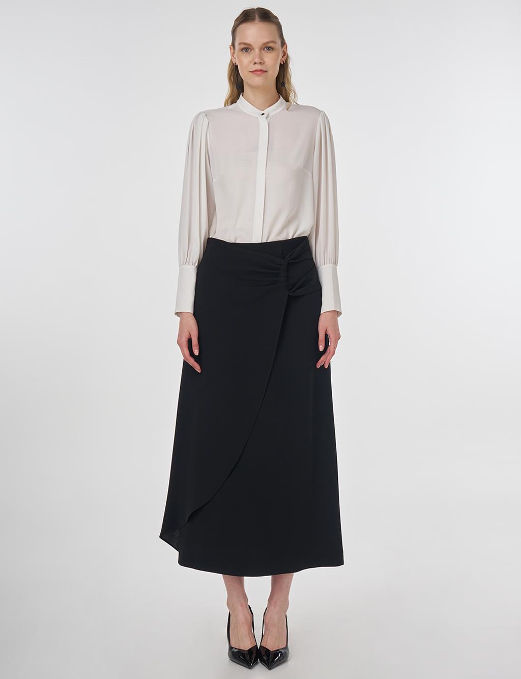 Crepe Wrap Skirt Black 