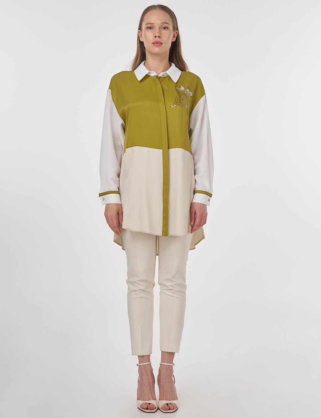 Embroidered Viscose Tunic Stone