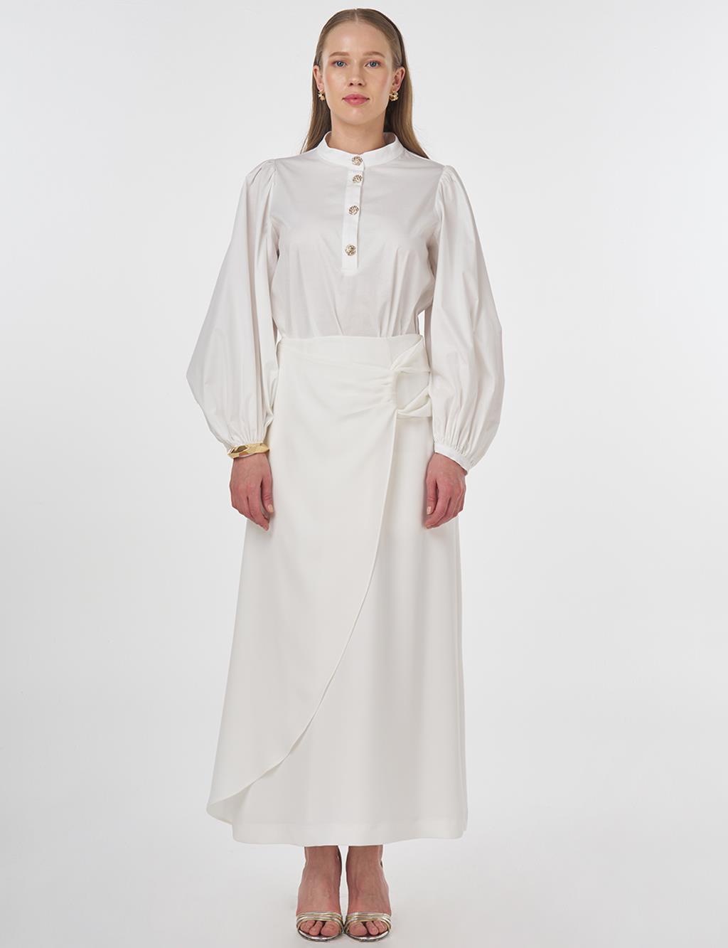 Crepe Wrap Skirt Optical White