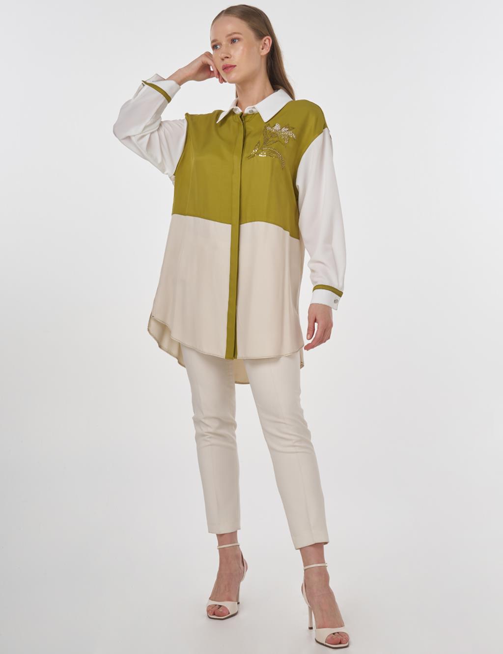 Embroidered Viscose Tunic Stone