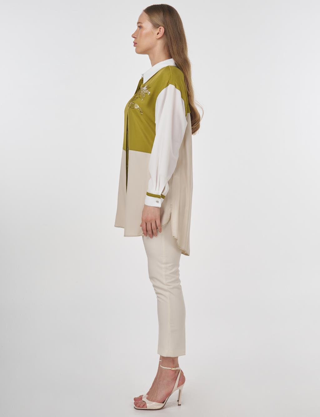 Embroidered Viscose Tunic Stone
