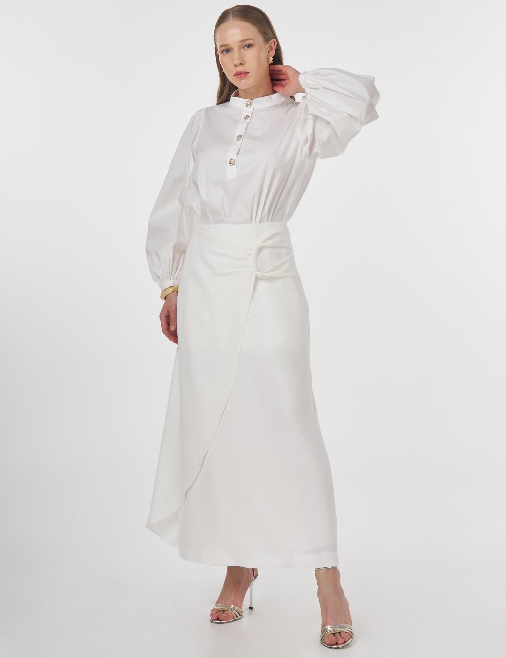 Crepe Wrap Skirt Optical White