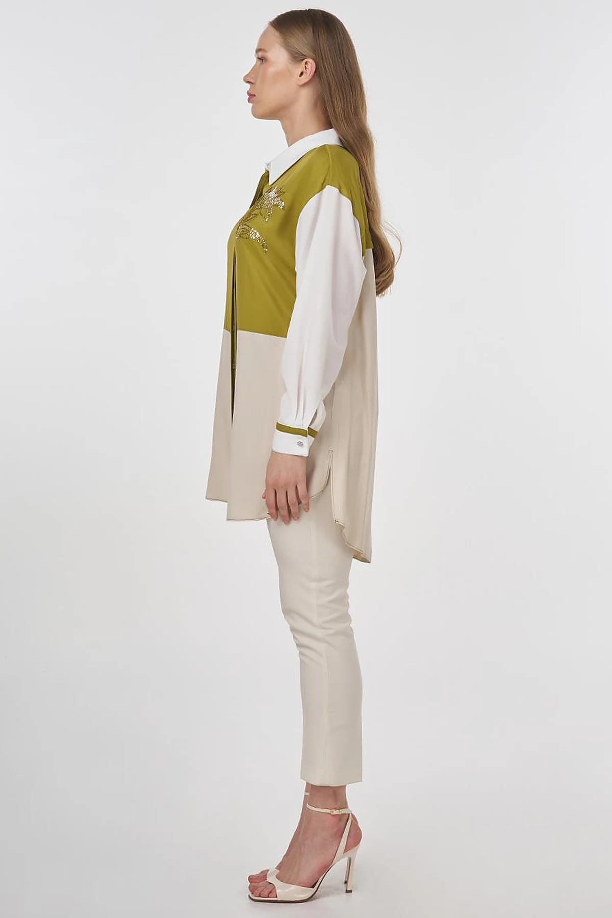 Embroidered Viscose Tunic Stone
