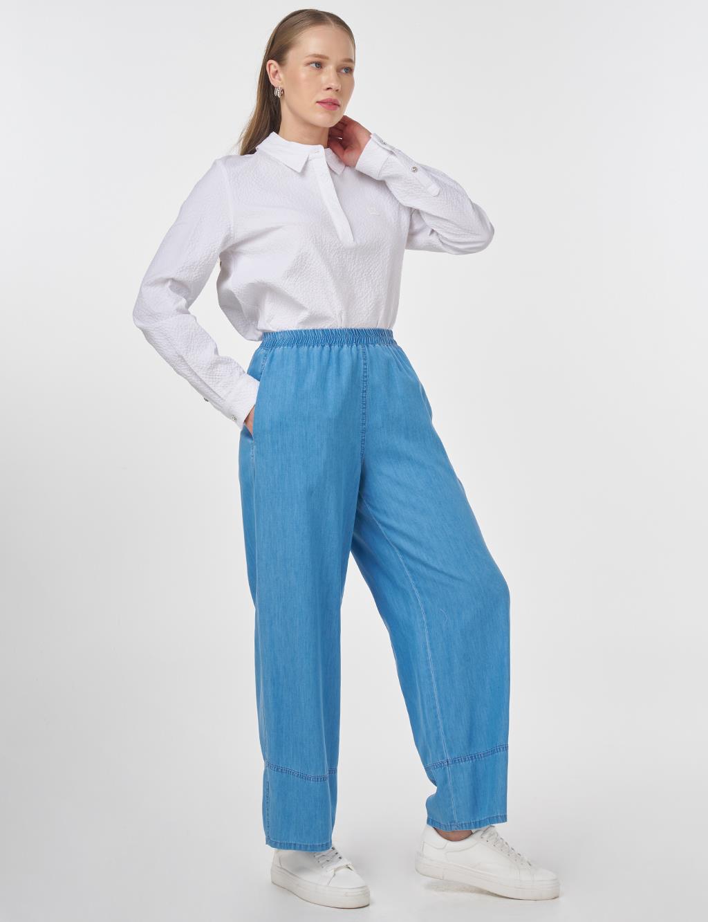 Relaxed Fit Lyocell Trousers Ice Blue