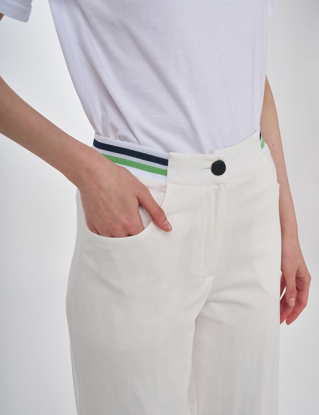 Ribbed Wide Leg Pants Optic White 