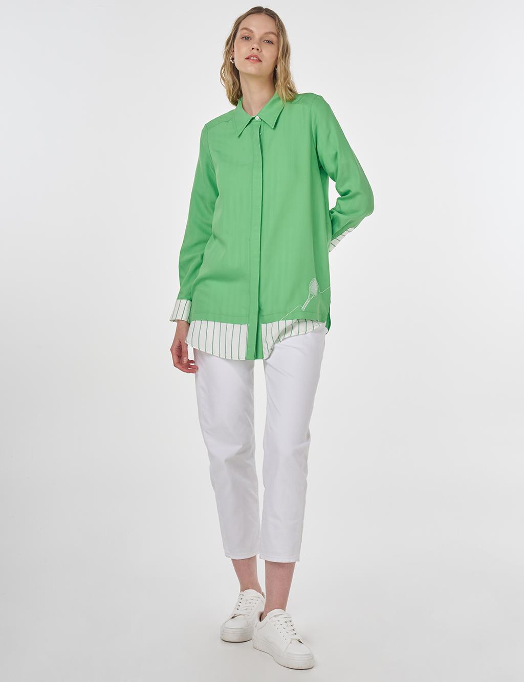 Tennis Racket Embroidered Viscose Tunic Light Green