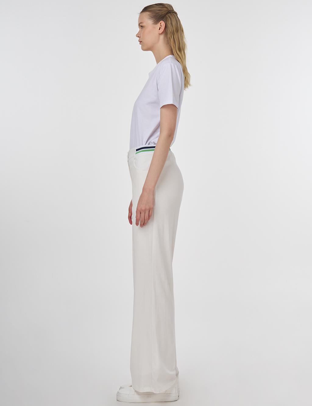 Ribbed Wide Leg Pants Optic White 