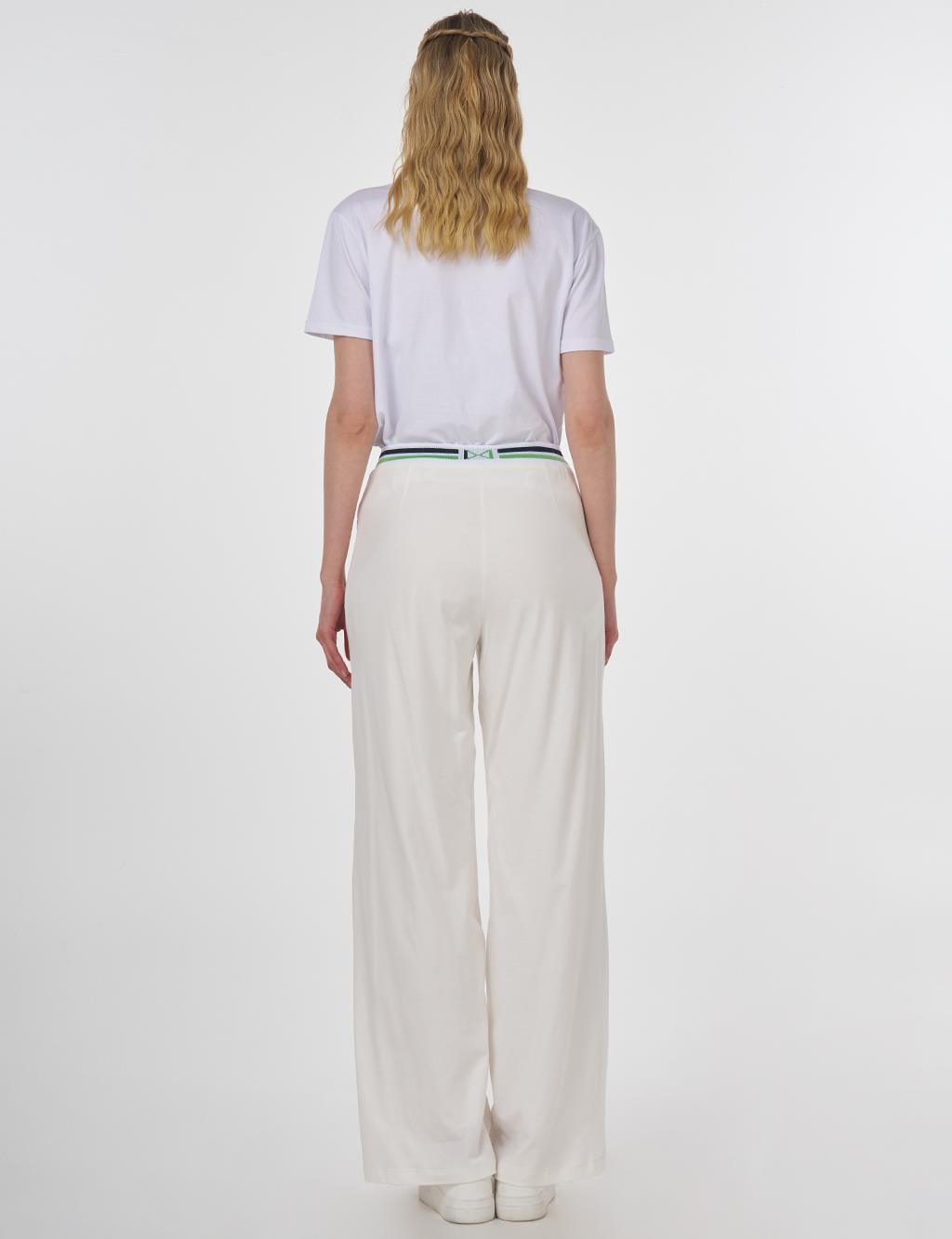 Ribbed Wide Leg Pants Optic White 