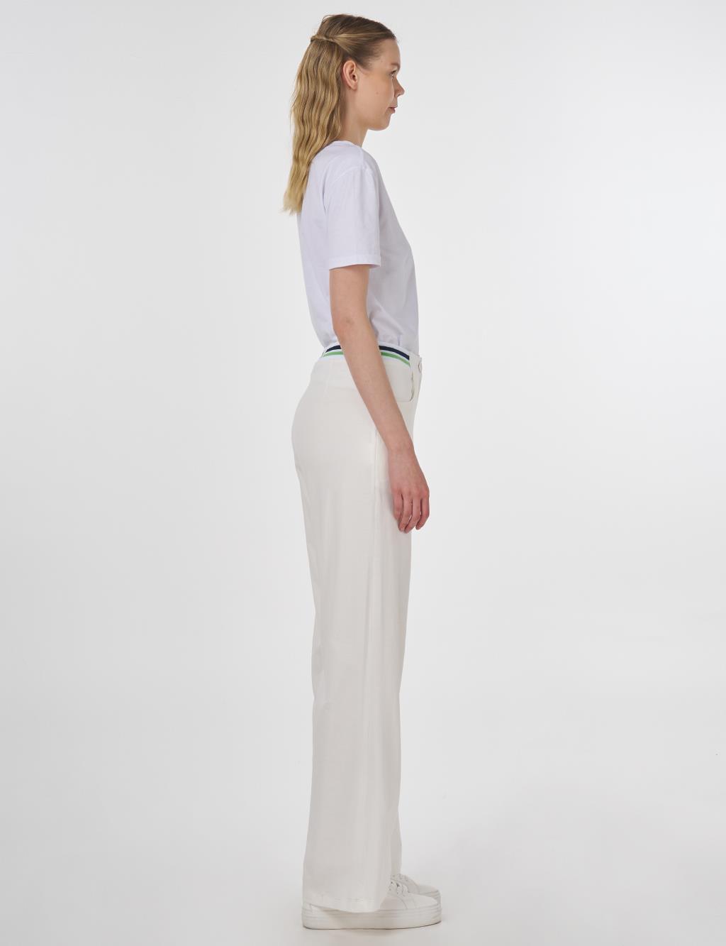 Ribbed Wide Leg Pants Optic White 