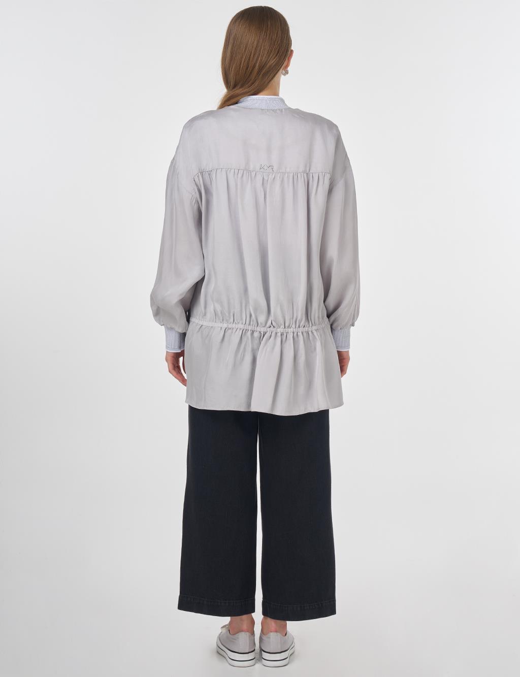 Embroidered Lyocell Jacket Gray 