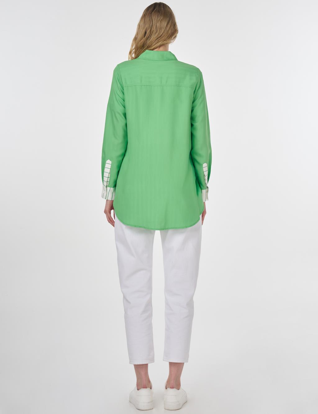 Tennis Racket Embroidered Viscose Tunic Light Green