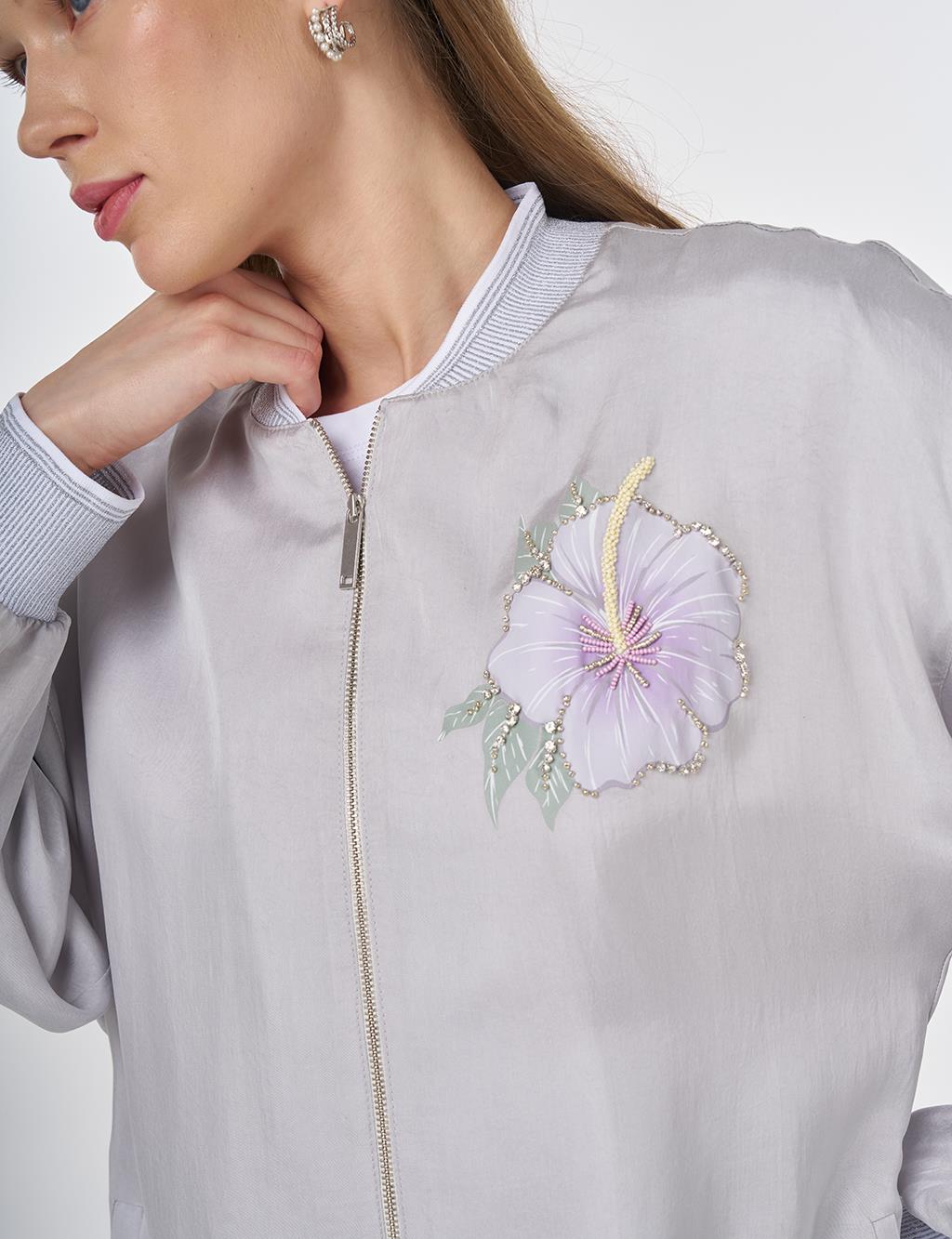 Embroidered Lyocell Jacket Gray 