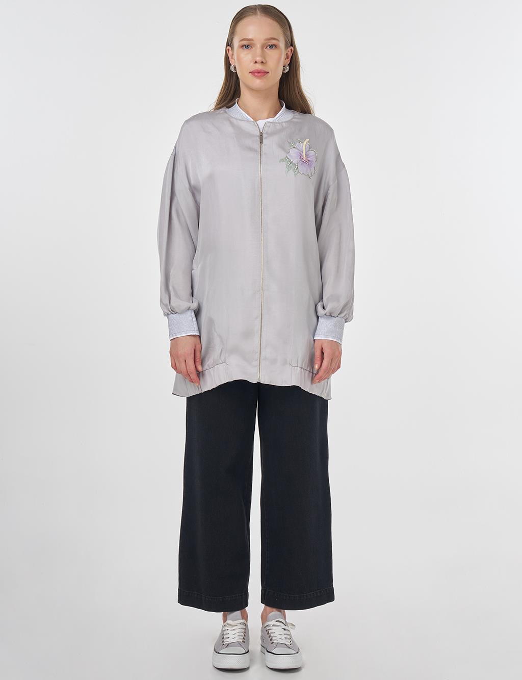 Embroidered Lyocell Jacket Gray 