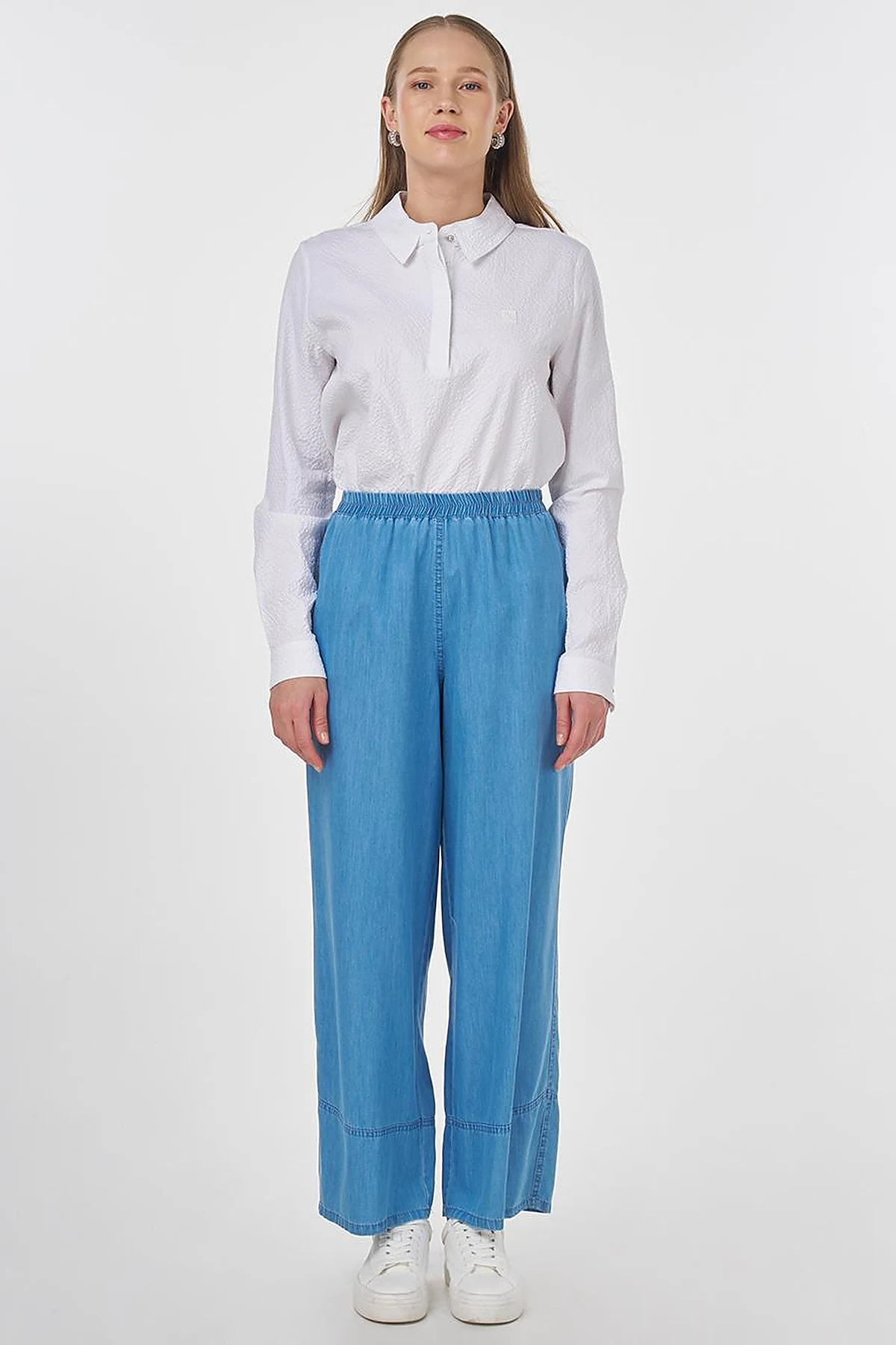 Relaxed Fit Lyocell Trousers Ice Blue
