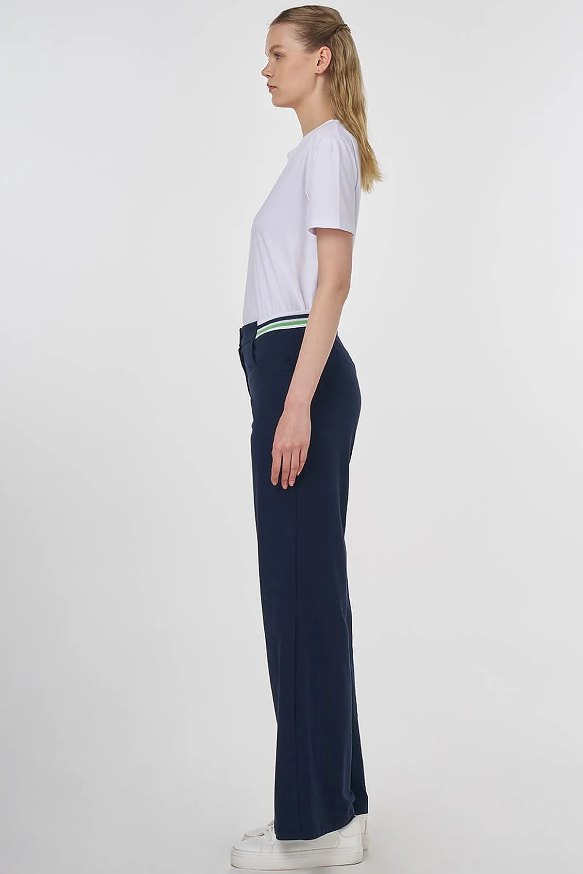 Ribbed Wide Leg Pants Dark Navy