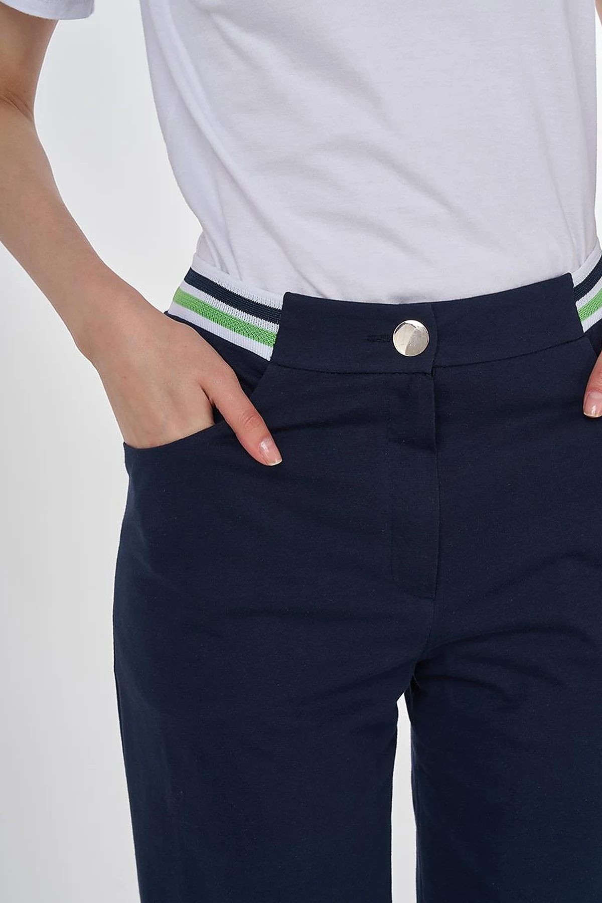 Ribbed Wide Leg Pants Dark Navy