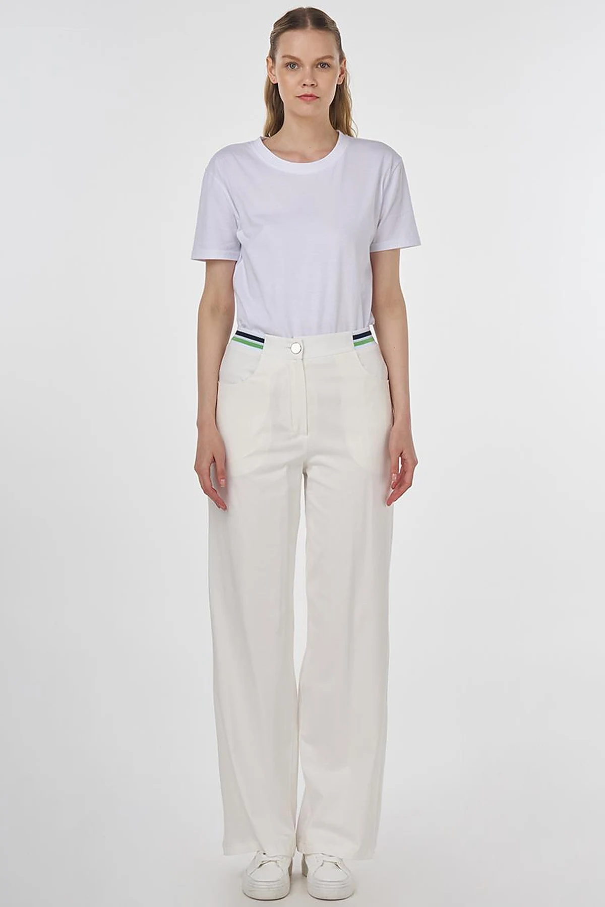 Ribbed Wide Leg Pants Optic White 