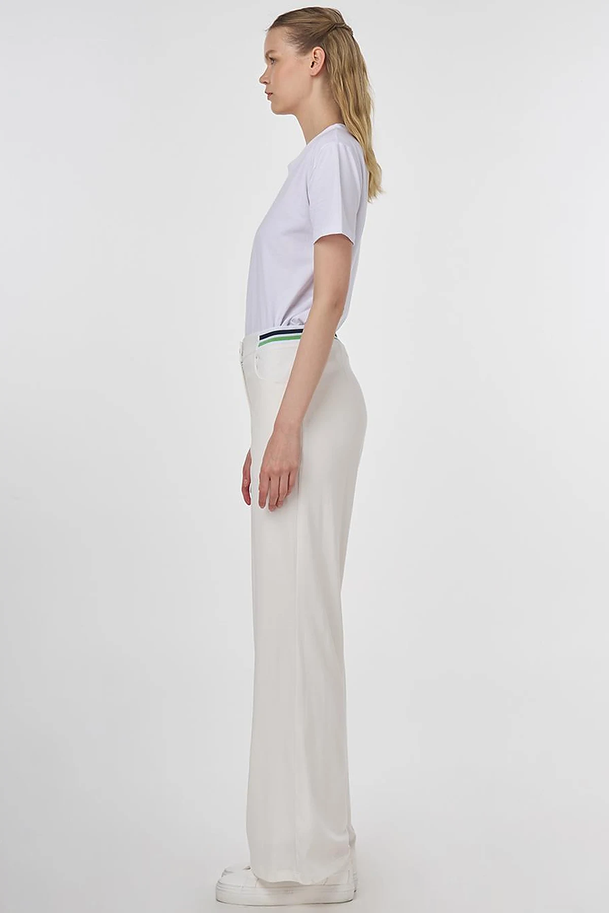 Ribbed Wide Leg Pants Optic White 