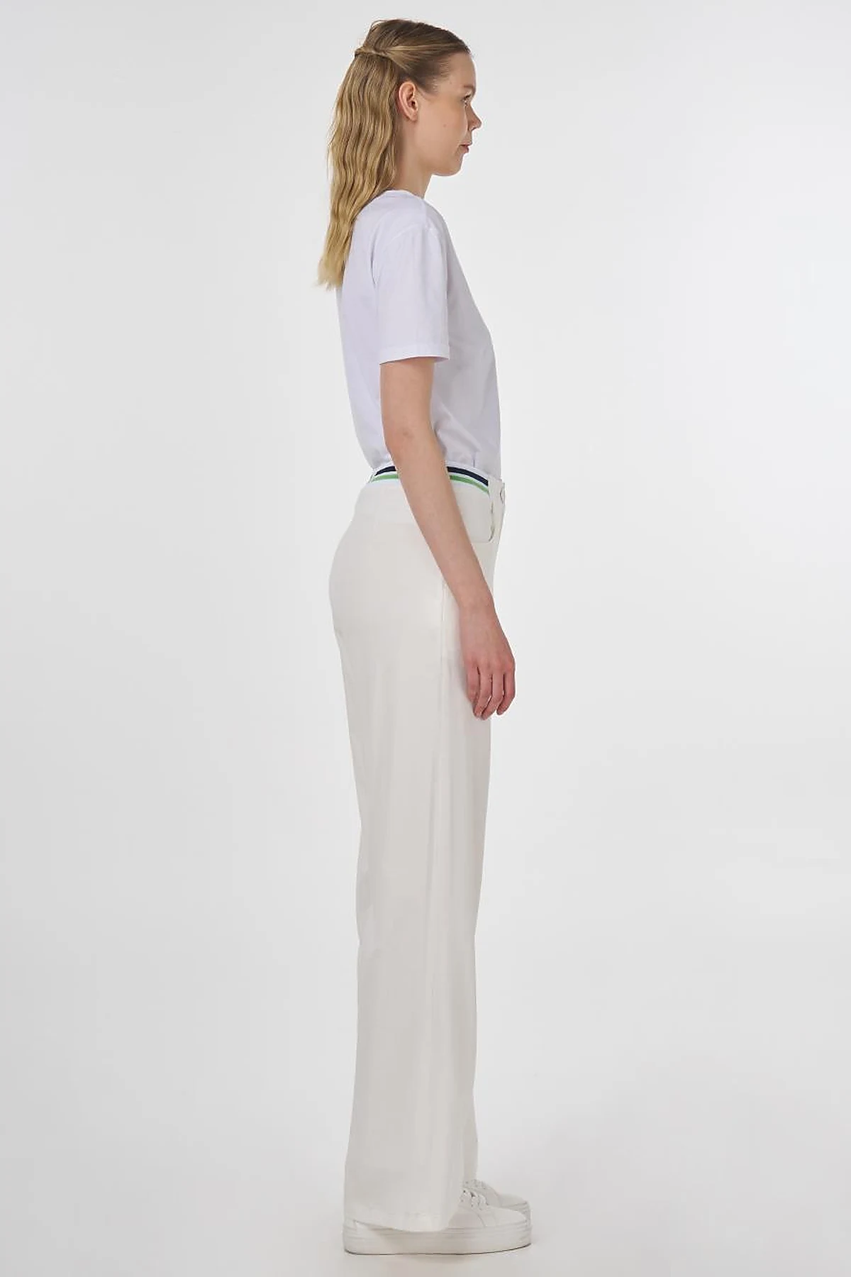 Ribbed Wide Leg Pants Optic White 