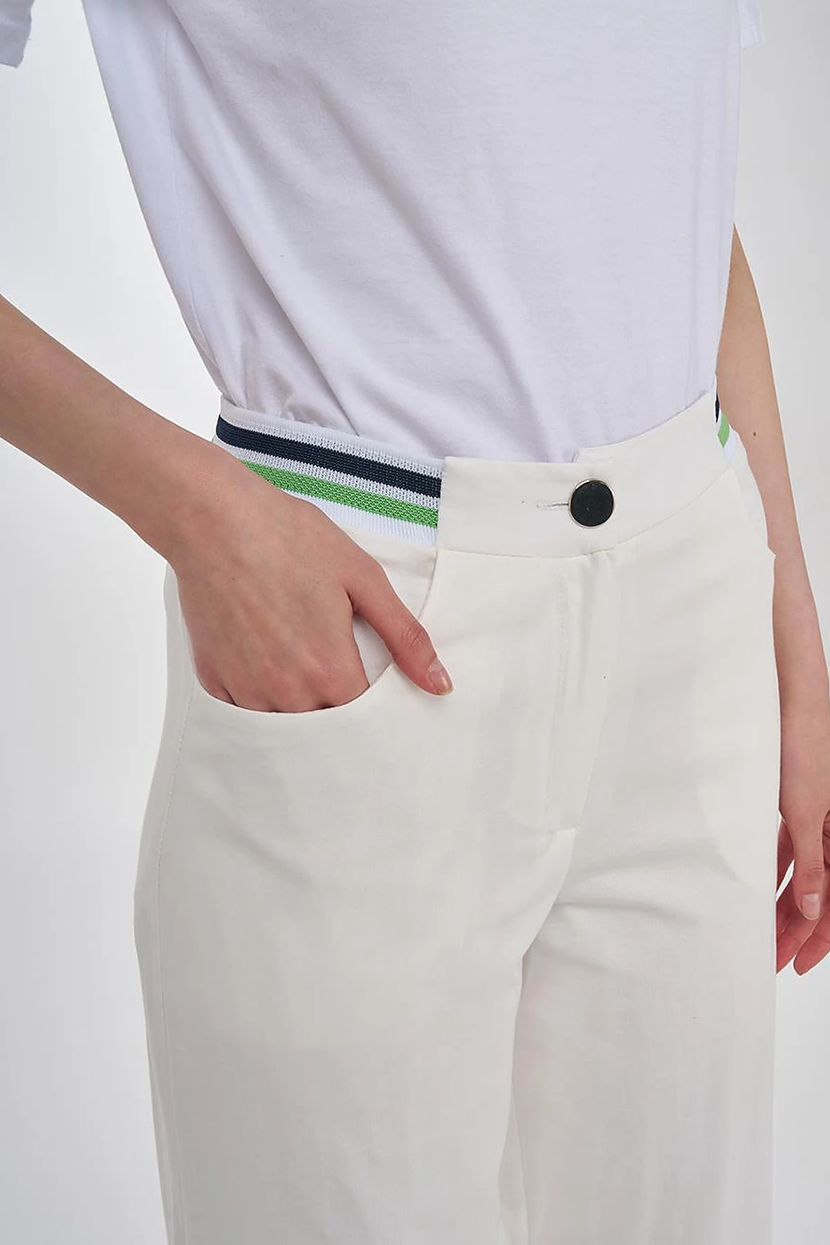 Ribbed Wide Leg Pants Optic White 