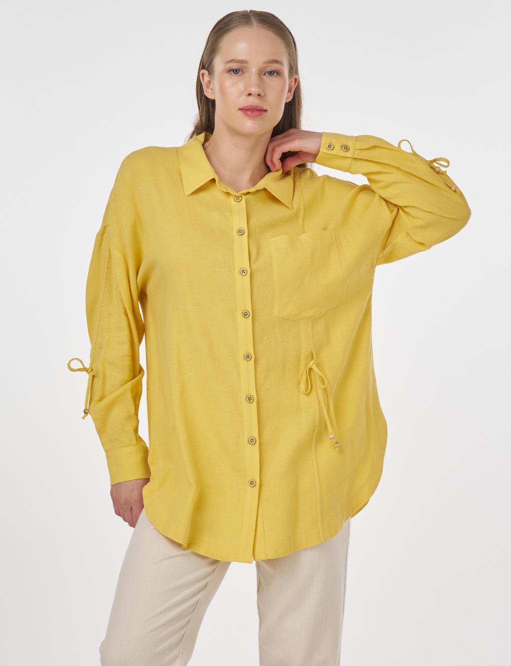 Drawstring Linen Tunic Yellow