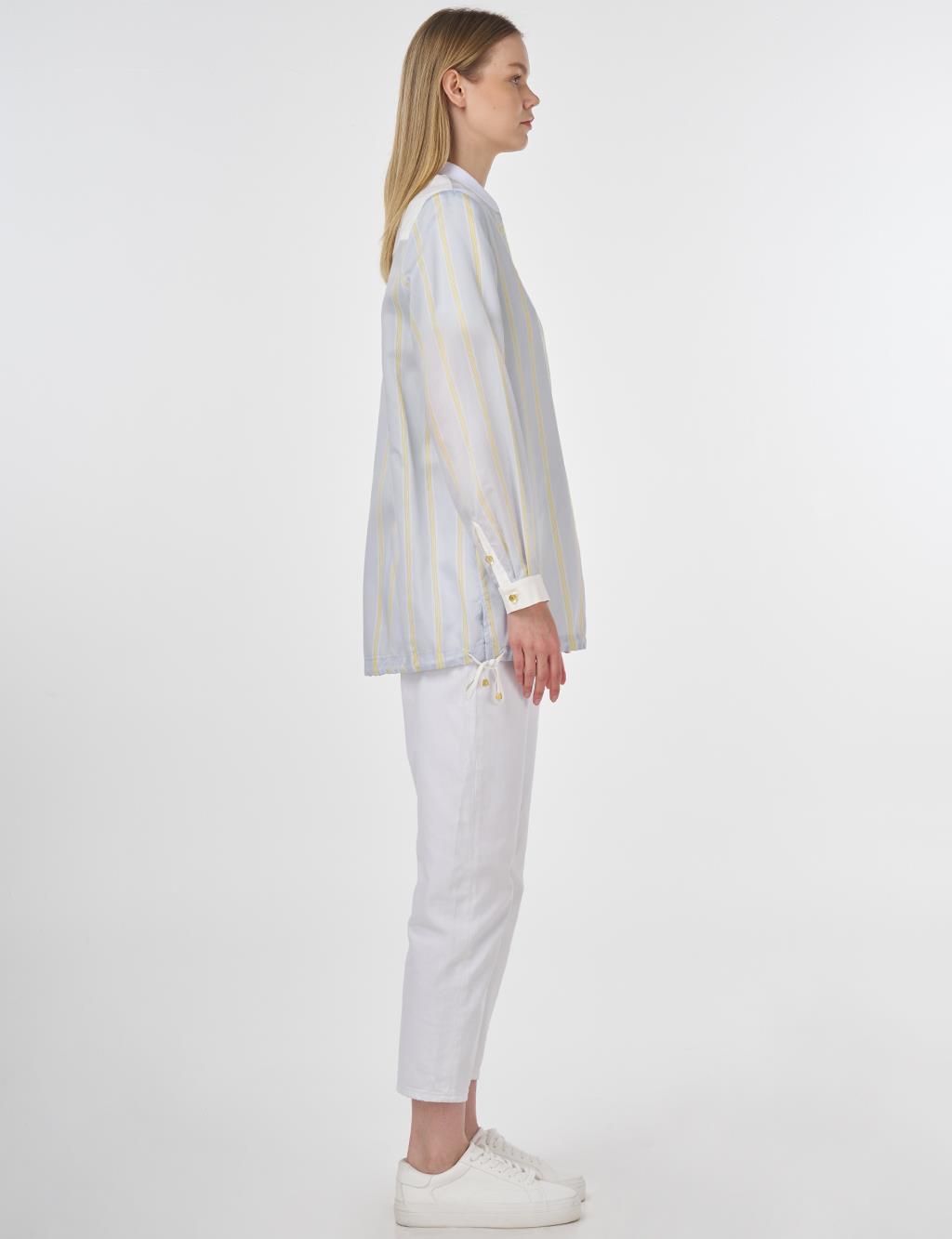 College Collar Lyocell Tunic Blue