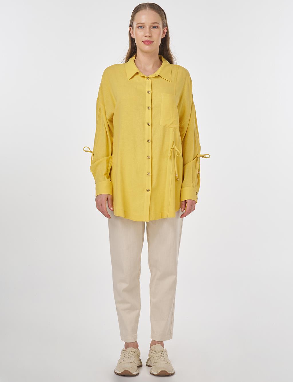 Drawstring Linen Tunic Yellow